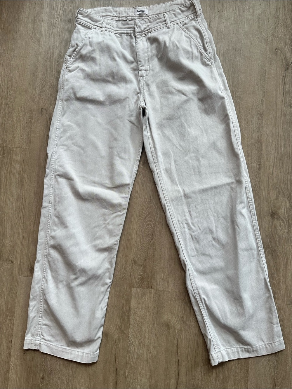 Garage Women’s Straight-Leg Chinos in Light Beige w/ Drawstring Waist